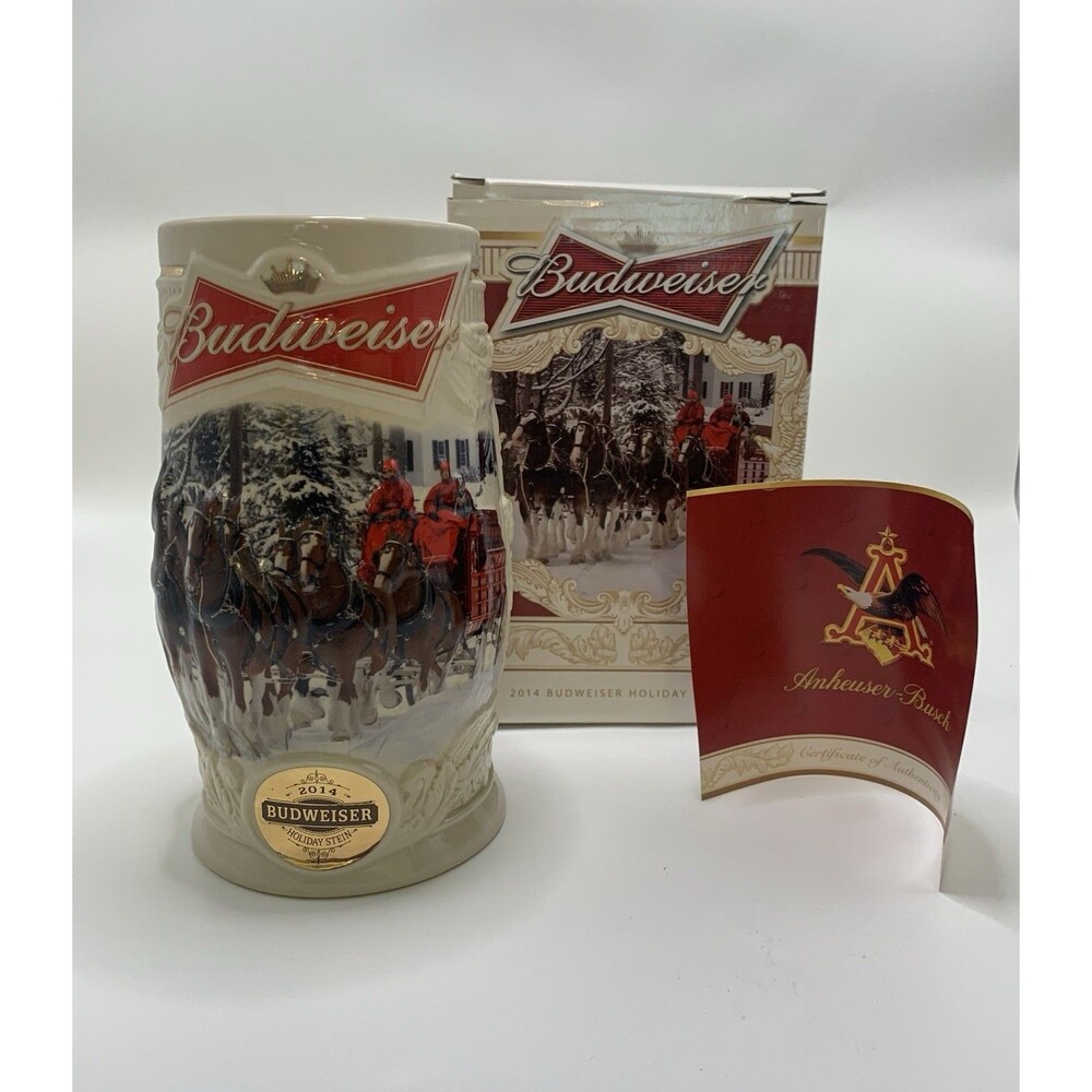 2014 Budweiser Holiday Stein Holiday Lane Clydesdales Includes Box COA